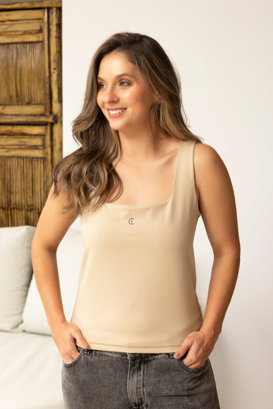 Square Aura Tank - Sand